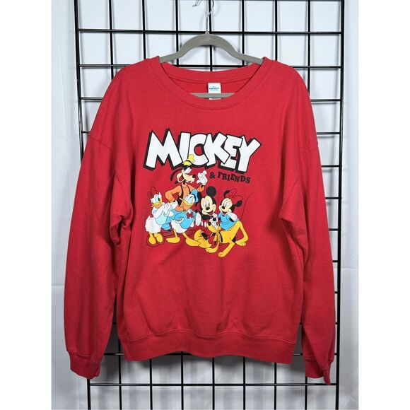 Disney Tops - Vintage Disney Mickey And Friends Sweatshirt Womens XL (15-17) Red Character EUC